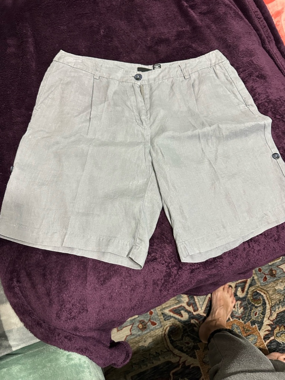 Light Beige Linen Blend Casual Shorts
